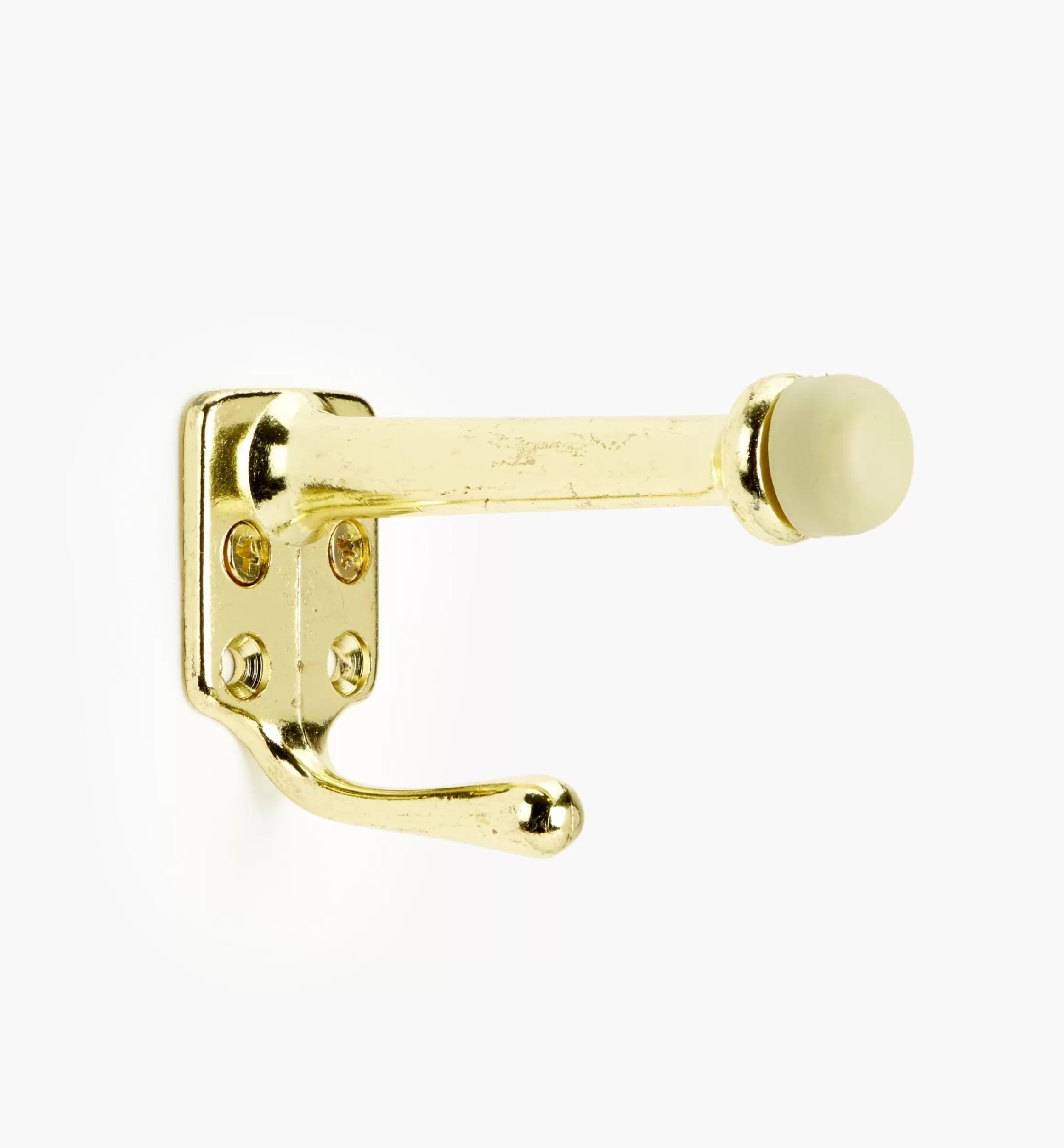 Lee Valley Belwith Polished Brass Doorstop With Hook