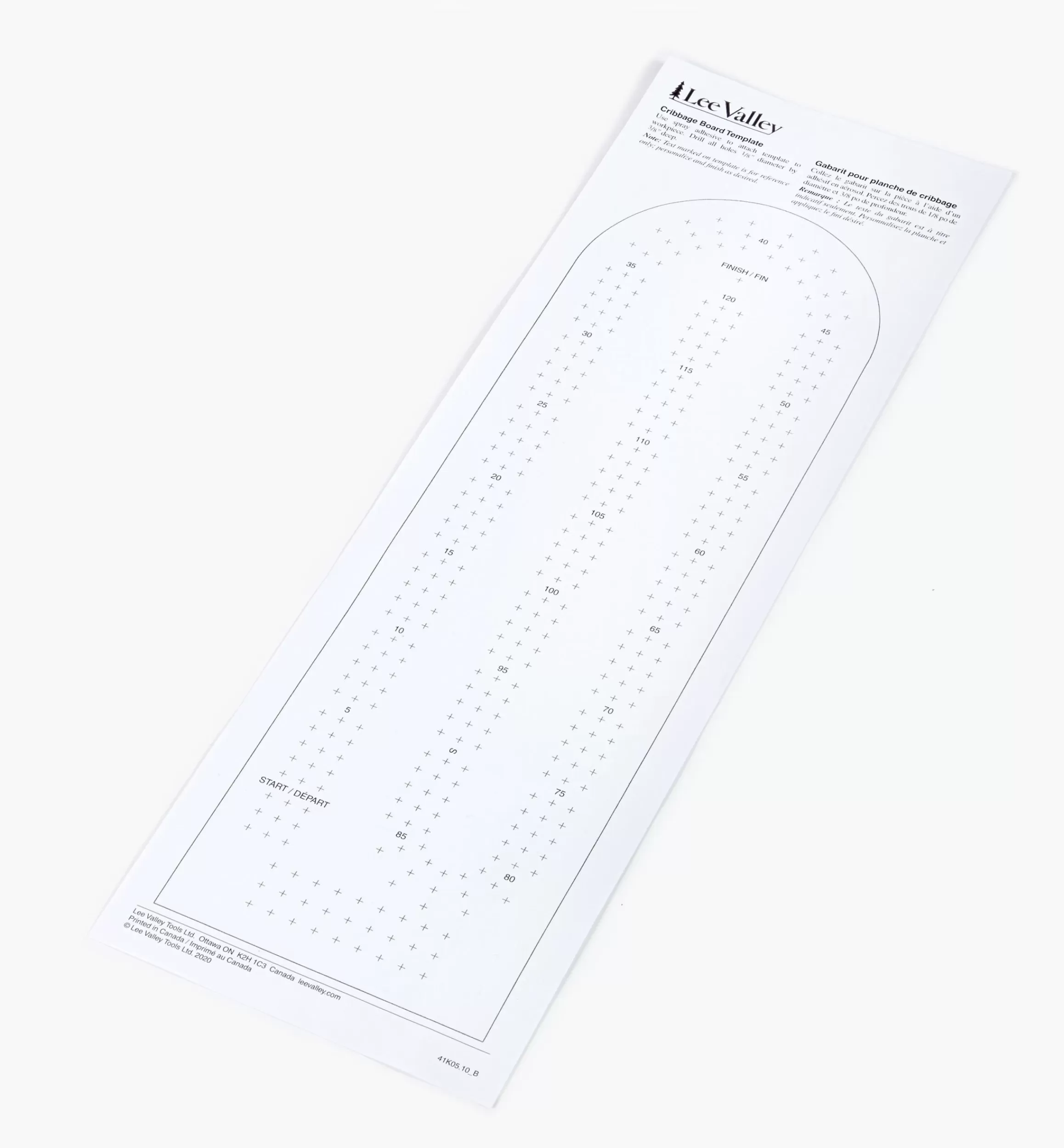 Lee Valley Cribbage Board Template