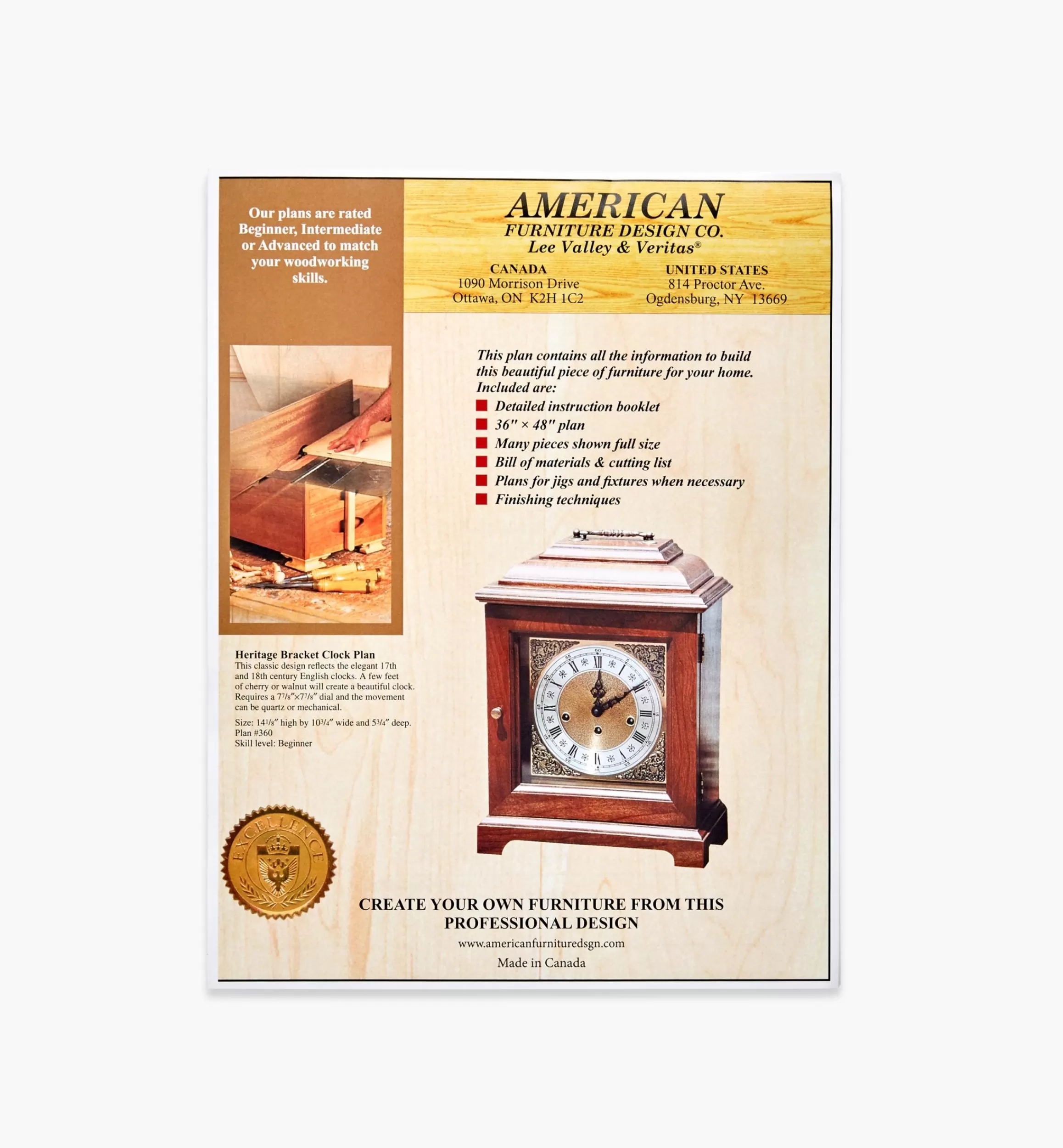 Lee Valley Heritage Bracket Clock Plan