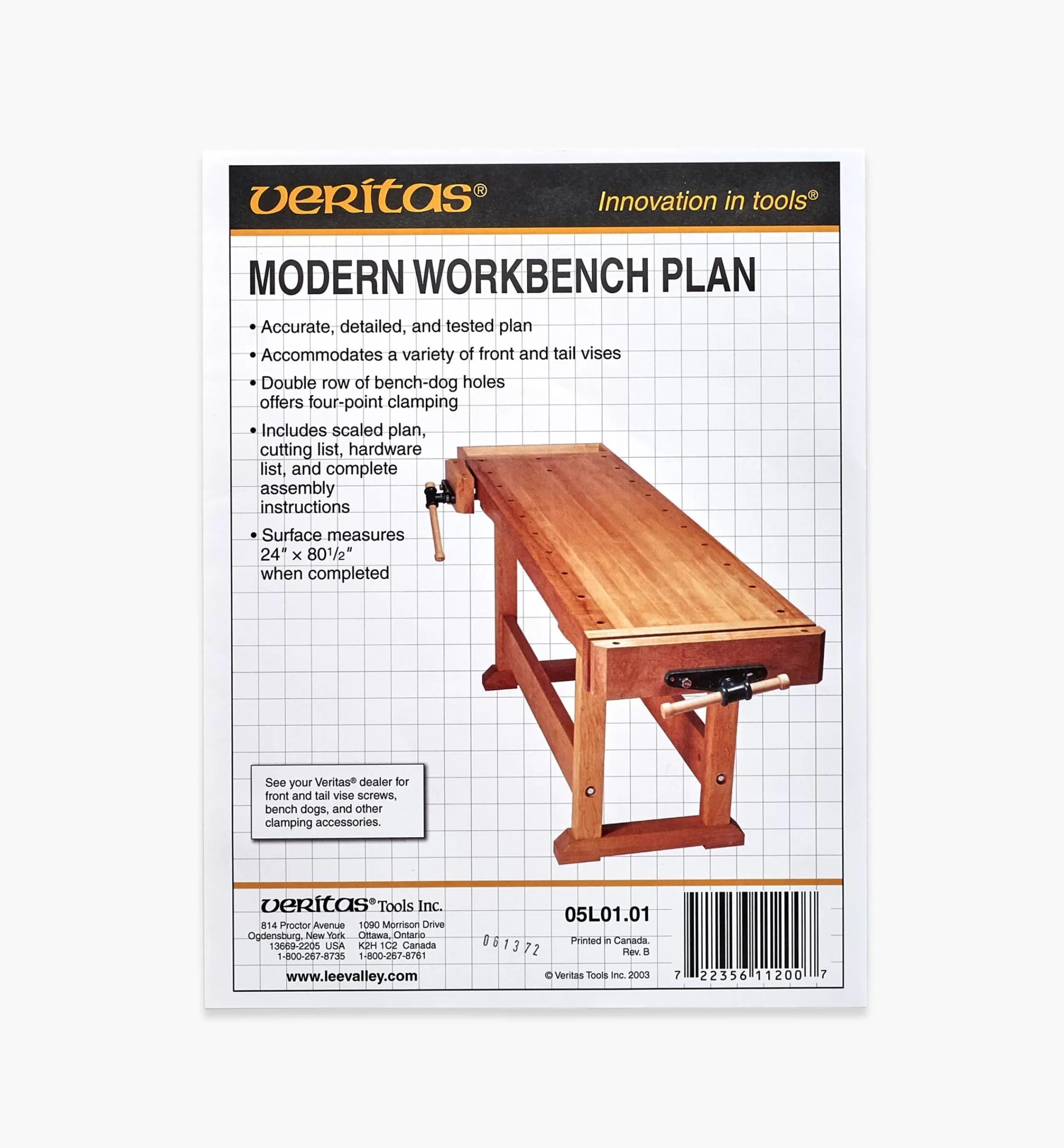 Lee Valley Modern Bench Plan
