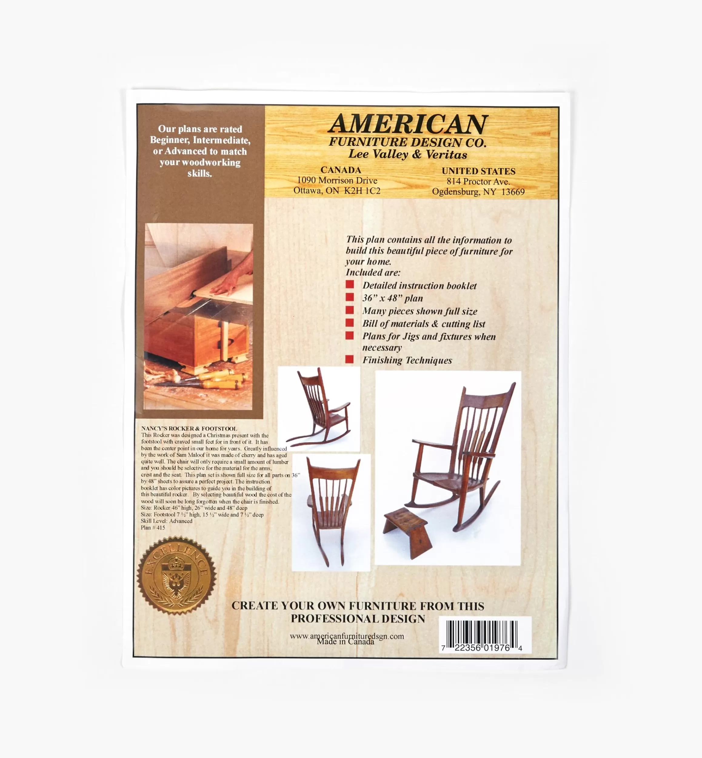 Lee Valley Nancy's Rocker & Footstool Plan