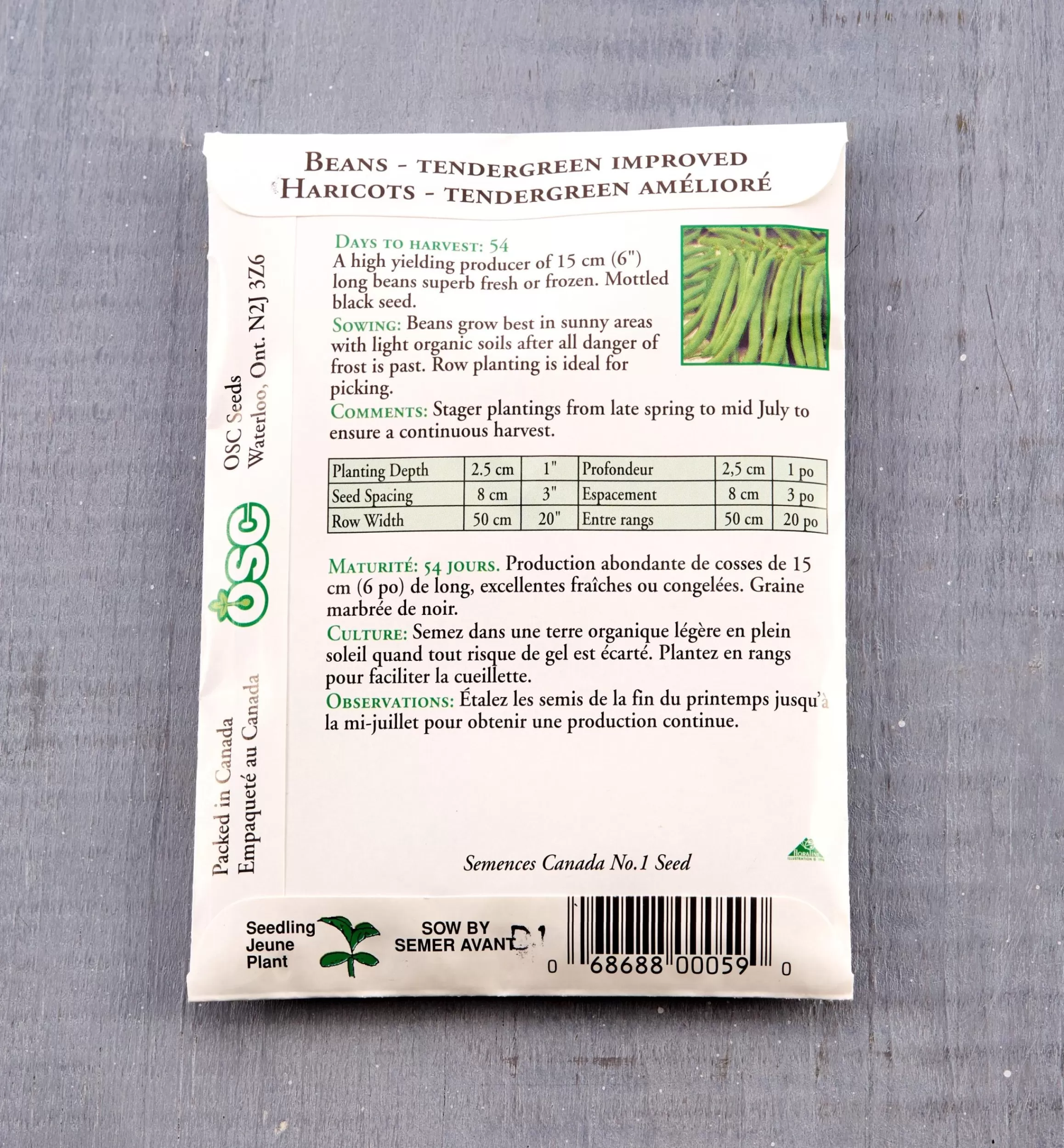 Lee Valley OSC Bean Seed Packet