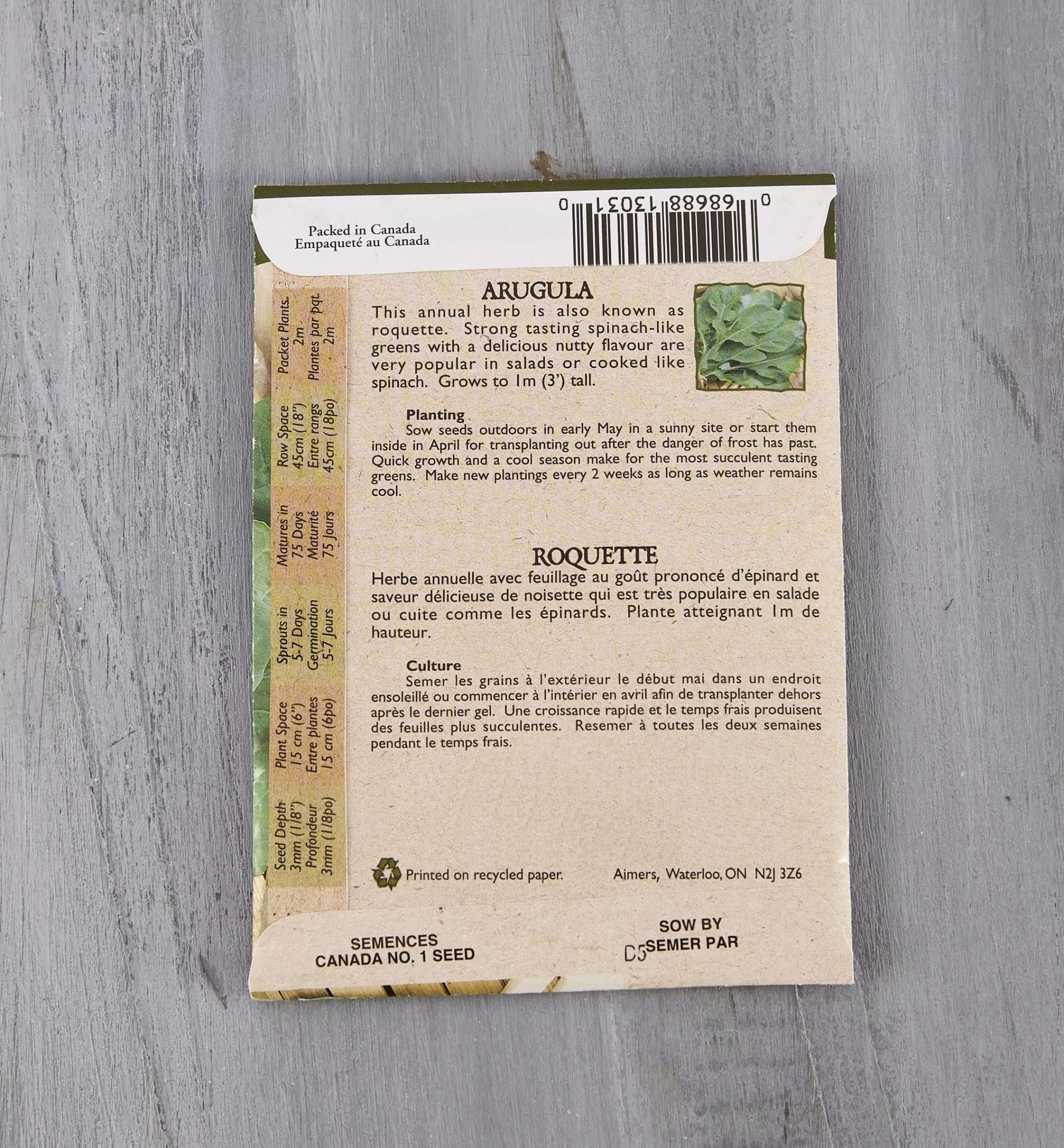 Lee Valley OSC Organic Vegetable Seed Packets