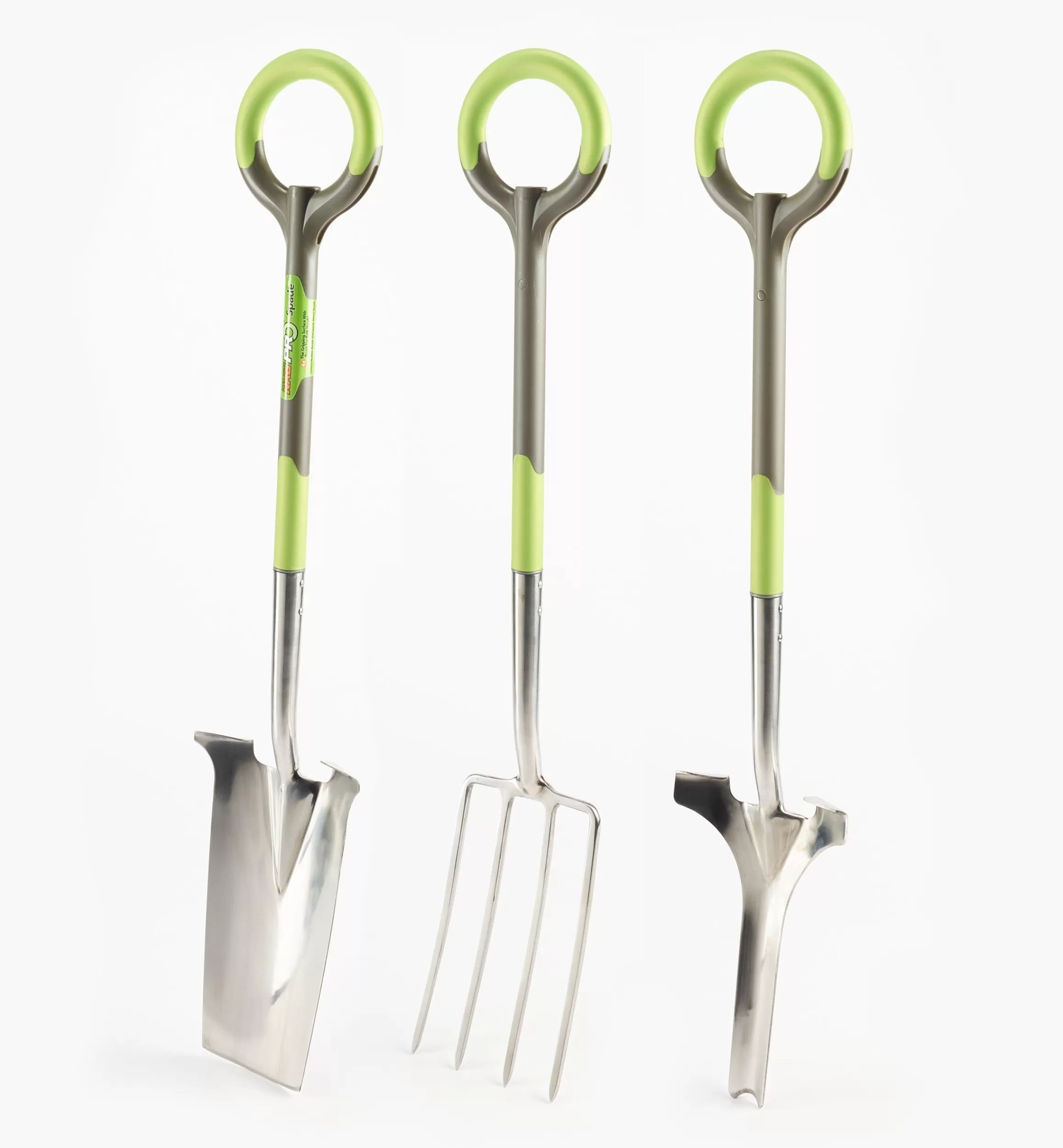 Lee Valley Radius Ergonomic Stainless-Steel Digging Spade, Fork & Weeder Set